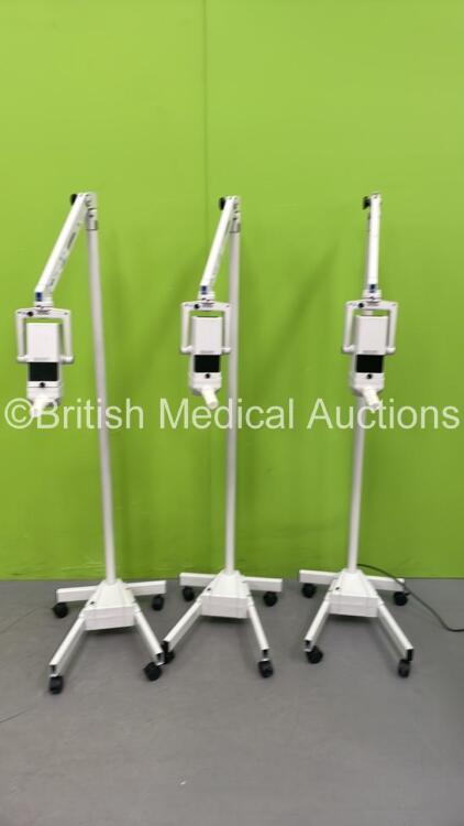 3 x Luxo CSII Patient Examination Lamps on Stands (2 x Draw Power - No Light)