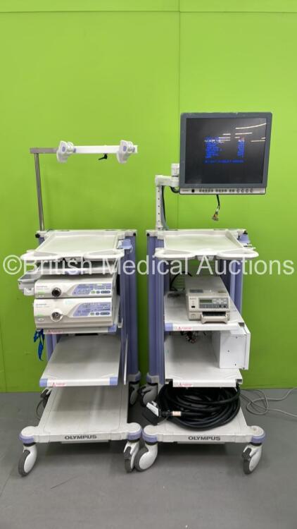 Olympus Stack System with Olympus OEV191H Monitor, Sony UP-21MD Colour Video Printer (Damaged), Olympus Evis Lucera CV-260SL Digital Processor, Olympus Evis Lucera CLV-260SL Light Source and Olympus ECS-260 Connector Cable (Powers Up) *S/N 112746 / 112745