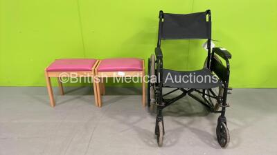 Mixed Lot Including 2 x Stools and 1 x Wheelchair