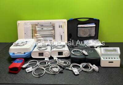 Mixed Lot Including 1 x Geotech G200 Portable N2O Analyser SN:IN00877 with Power Adapter and Analyser Data Manager Software in Case,  2 x Philips Respironics DreamStation CPAPs with Humidifiers, 1 x Medix AC 2000 Nebulizer, 1 x Medela BiliBed, 1 x Bayer C