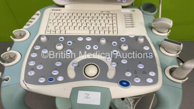 Esaote MyLab50 XVision Flat Screen Ultrasound Scanner *S/N 04369* System Software Res 1.01 ODS 11.20 STD 12.04 with 3 x Transducers / Probes (LA523 Ref 960015600 / EC1123 Ref 12101000 and 411681) and Sony UP-897MD Video Graphic Printer (Powers Up) ***IR01 - 3