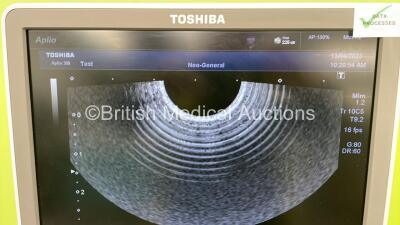 Toshiba Aplio 300 Platinum TUS-A300 Flat Screen Ultrasound Scanner *S/N NC51632535* **Mfd 03/2016** Software Version AB_V6.70*R101 with 1 x Transducer / Probe (PVT-770RT) (Powers Up with 3 PIn Plug - Adaptor Not Included) - 9