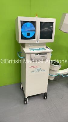 Ziehm Exposcop 8000 X-Ray C-Arm with Dual Screen Image Intensifier, Exposure Hand Trigger, Footswitch, Key and Printer (Powers Up with Key - Key Included -Damage to Printer-See Photos) * Mfd 2001 * - 8