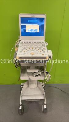 Philips CX50 Flat Screen Ultrasound Scanner Ref 453561414281 *S/N SGN0900056* **Mfd 11/2009** Software Revision 3.1.2 with 4 x Transducers / Probes (S5-1 / L15-7io / C8-5 and S8-3) and 3 Lead ECG Leads on Philips CX Cart (Powers Up)