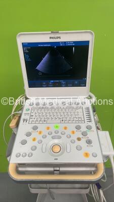 Philips CX50 Flat Screen Ultrasound Scanner Ref 453561414281 *S/N SGN0900056* **Mfd 11/2009** Software Revision 3.1.2 with 4 x Transducers / Probes (S5-1 / L15-7io / C8-5 and S8-3) and 3 Lead ECG Leads on Philips CX Cart (Powers Up) - 20