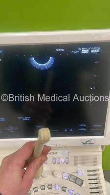 Hitachi Hi-Vision Avius Flat Screen Ultrasound Scanner *S/N KE12231102* **Mfd 2011** with 2 x Transducers / Probes (EUP-C715 *Mfd 07/2013* and EUP-V53W) and Sony UP-D897 Digital Graphic Printer (Powers Up) ***IR992*** - 5