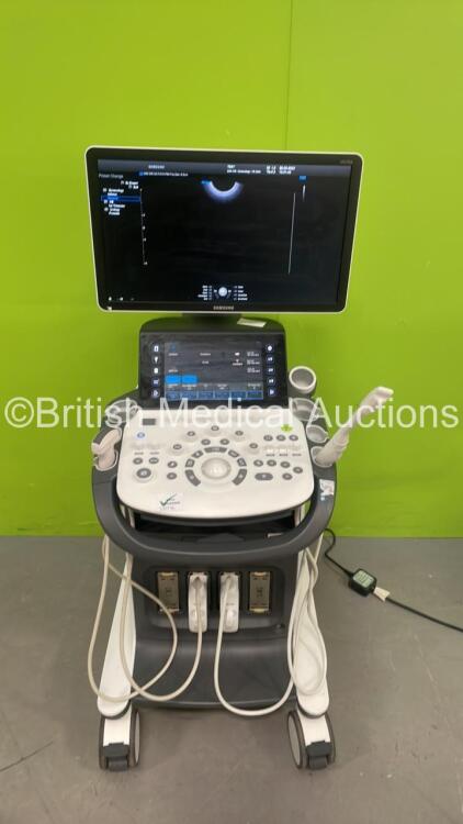 Samsung HS70A Flat Screen Ultrasound Scanner *S/N S11FM3HH500002W* **Mfd 2016** Software Version 2.00.00.0920 with 2 x Transducers / Probes (CA1-7A and EA2-11B) and Sony UP-D897 Digital Graphic Printer (Powers Up - Missing Rear Door Trim - See Pictures) *