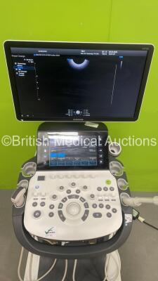 Samsung HS70A Flat Screen Ultrasound Scanner *S/N S11FM3HH500002W* **Mfd 2016** Software Version 2.00.00.0920 with 2 x Transducers / Probes (CA1-7A and EA2-11B) and Sony UP-D897 Digital Graphic Printer (Powers Up - Missing Rear Door Trim - See Pictures) * - 3