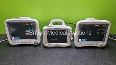 Job Lot Including 2 x GE Dash 4000 Patient Monitors Including ECG, NBP, CO2, BP1, BP2, SpO2 and Temp/Co Options (Both Power Up) and 1 x GE Dash 3000 Patient Monitors Including ECG, NBP, CO2, BP1, BP2, SpO2 and Temp/Co Options (Powers Up) *SN