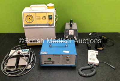 Mixed Lot Including 1 x SAM 12 Suction Unit, 1 x Xomed Power Systems Footswitch, 1 x Smith + Nephew Endolux 2 Unit (Damage to Casing - See Photos) 1 x Peter's Audiometer, 1 x Huntleigh D900 Doppler (Damaged and Missing Casing - See Photos) and 1 x Welch A