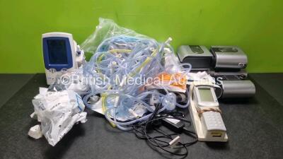 Mixed Lot Including 1 x Welch Allyn Spot Vital Signs Monitor 2 x ResMed S9 Escape CPAP Units with 2 x Humidifier Chambers, 1 x ResMed S9 Autoset CPAP Unit, 1 x i Stat 1 Analyzer and Various Breathing Masks and Hoses *SN 2313082754 / 23142381182 / 23111057