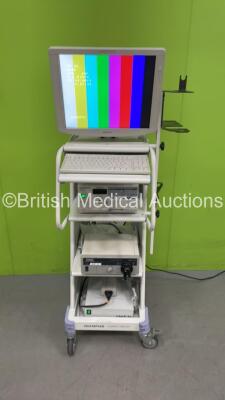 Olympus Compact Trolley Including 1 x Sony LMD-1951MD Monitor (Powers Up) 1 x Olympus OTV-SI Digital Processor (Powers Up) 1 x Karl Storz Endoskope 201315 20 xenon nova 175 Light Source (No Power) *SN 3002619, 7255032, LC0633104*