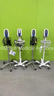 4 x Welch Allyn SPOT VItal Signs Monitors on Stands (All Power Up)*SN NA*