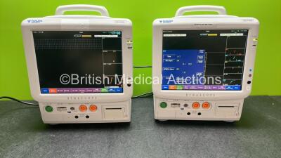 2 x Fukuda Denshi Dynascope DS-7200 Patient Monitors Including ECG, SpO2, C02, NIBP, BP1, BP2, T1, T2 and Printer Options (Both Power Up) *SN 50000261, 50000270*