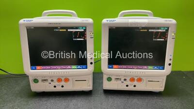 2 x Fukuda Denshi Dynascope DS-7200 Patient Monitors Including ECG, SpO2, C02, NIBP, BP1, BP2, T1, T2 and Printer Options (Both Power Up) *SN 50000249, 50000276*