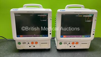 2 x Fukuda Denshi Dynascope DS-7200 Patient Monitors Including ECG, SpO2, C02, NIBP, BP1, BP2, T1, T2 and Printer Options (Both Power Up) *SN 50000204, 50000250*