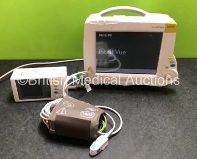 Philips IntelliVue MP30 Patient Monitor (Powers Up with Damage to Casing and Missing Dial - See Photos) with Philips IntelliVue X2 Handheld Patient Monitor Including ECG, SpO2, NIBP, Press and Temp Options (Powers Up)