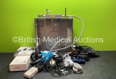 Mixed Lot Including 1 x Gas Arc Calibrator, 1 x FS355E Footswitch, 2 x Eschmann 83-122-93-0000 Electrode Cables and Various Audiometry Microphones and BP Cuffs