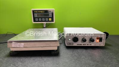 Mixed Lot Including 1 x Weymed 500 Series Scale Unit with 1 x AC Power Supply and 1 x AB Medical Ltd Ultrasonic Therapy Unit (Both Power Up)