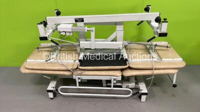 2 x Plinth 2000 Electric Patient Examination Couch with Controllers (Both Power Up) *S/N 503EW09031886*