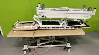 1 x Physio-Med Electric Patient Examination Couch with Controller and 1 x Plinth Co Bariatric Patient Examination Couch with Controller (Both Power Up) *S/N 40EW4695 / PM13EG*