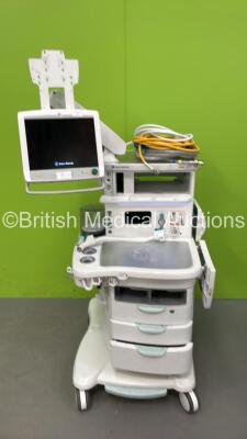 Datex-Ohmeda Aisys CS2 Anaesthesia Machine Software Version 10.00 with Bellows and Hoses (Powers Up - Arm Damaged - See Pictures) *S/N APWS01129*