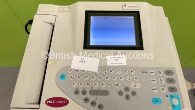 GE MAC 1200ST ECG Machine on Stand with 10 Lead ECG Leads (Powers Up) *S/N 550050740* - 2