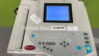 GE MAC 1200ST ECG Machine on Stand with 10 Lead ECG Leads (Powers Up) *S/N 550063909* - 2