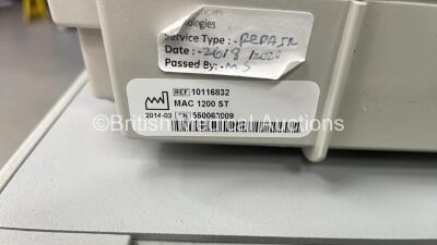 GE MAC 1200ST ECG Machine on Stand with 10 Lead ECG Leads (Powers Up) *S/N 550063909* - 5