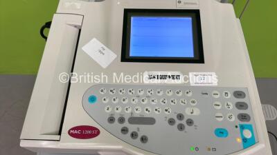 GE MAC 1200ST ECG Machine on Stand with 10 Lead ECG Leads (Powers Up) *S/N 550063909* - 12