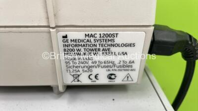 GE MAC 1200ST ECG Machine on Stand with 10 Lead ECG Leads (Powers Up) *S/N 550012204* - 5