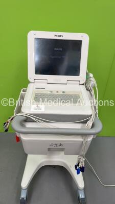 Philips PageWriter TC70 ECG Machine on Stand with 10 Lead ECG Leads (Powers Up)