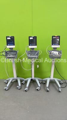 3 x Mindray VS-900 Vital Signs Monitors on Stand with Selection of Leads (All Power Up - 1 x Missing Printer Cover) *A/N 200 20 0573 / 200 16 0219*