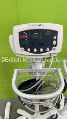 3 x Welch Allyn 53N00 Vital Signs Monitors on Stands (All Power Up) - 3