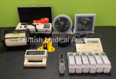 Mixed Lot Including 1 x Vitalograph Precision Syringe, 1 x Horwell Neurothesiometer, 2 x Riester BP Meters, 1 x Clement Clarke VM1 Unit, 1 x Omron 705CP BP Monitor, 6 x Braun Pro 6000 Thermometers and 1 x Unknown Thermometer