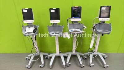 4 x Mindray VS-900 Vital Signs Monitors on Stands with Selection of Leads (All Power Up) *A/N 200 16 0220 / 200 20 0549 / 200 20 0550 / 200 21 1197*