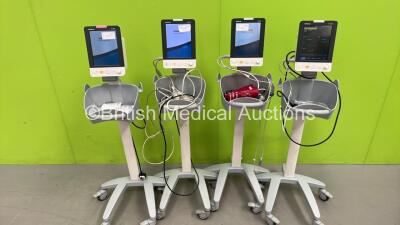 4 x Mindray VS-900 Vital Signs Monitors on Stands with Selection of Leads (All Power Up) *A/N 200 20 0548 / 200 20 0551 / 200 21 1196 / 200 16 0217 *