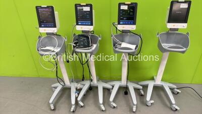 4 x Mindray VS-900 Vital Signs Monitors on Stands with Selection of Leads (All Power Up) *A/N 200 20 0552 / 200 20 0493 / 200 20 0495 / 200 21 1193*