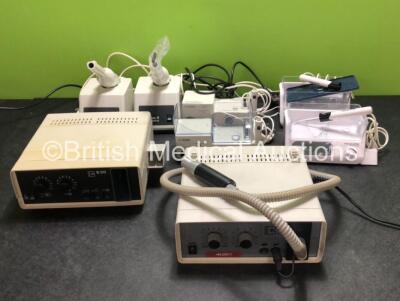 Mixed Lot Including 2 x Propulse GS Ear Irrigators (1 x Damaged Casing - See Photos) 2 x Propulse II Ear Irrigators (1 x Damaged Casing, 1 x Missing Casing - See Photos) 2 x Berchtold Dust Extraction Units and 2 x Vivadent Heliolux II Curing Light Dental 