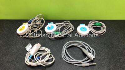 Job Lot Including 2 x TOCO Ultrasound Transducer, 1 x US Ultrasound Transducer, 1 x SpO2 Finger Sensor and 1 x Trigger for Edan Fetal Monitors (1 x Transducer Missing Casing - See Photos)