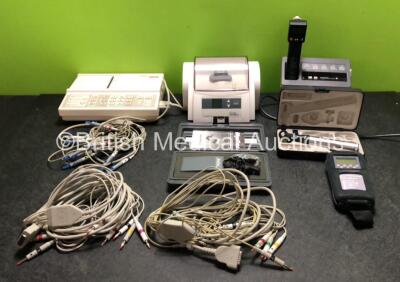 Mixed Lot Including 1 x Seca CT3000i ECG Machine with Lead, 2 x ECG Leads, 1 x Ivoclar Vivadent Silamat S6 Unit, 1 x MyoTrac EMG Biofeedback System in Case, 1 x Welch Allyn Printer / Charger Unit, 1 x Keeler Otoscope / Ophthalmoscope in Case and 1 x Nellc