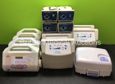 Job Lot Including 4 x Talley Qu4ttro Plus Mattress Pumps, 3 x Galaxy 2000 Mattress Pumps, 1 x Bariatric Dynamic Mattress Pump, 6 x Bartrams T-Zone Mattress Pumps and 1 x Mangar Airflo MK2 Compressor *in cage*