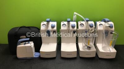 Job Lot Including 4 x Medela Vario 18 High Vacuum Low Flow Suction Pumps with 2 x Cups (2 x Missing Cup Lids) and 1 x Medela Clario Pump with Power Supply in Case