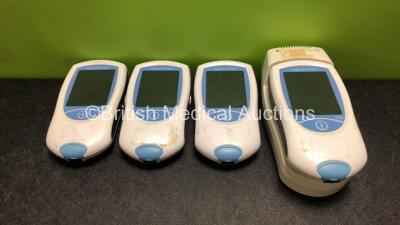 4 x Roche CoaguChek XS Plus Meters with 1 x Handheld Base Unit (All Untested Due to No Power Supply) 1 x Missing Battery Pack - See Photos)