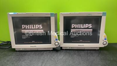 2 x Philips IntelliVue MP70 Patient Monitors (Both Power Up 1 With Missing Dial) *SN DE843B4019, DE843B3999*