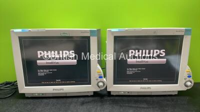 2 x Philips IntelliVue MP70 Patient Monitors (Both Power Up) *SN DE843B3997, DE843B3661*