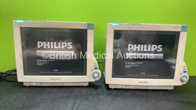 2 x Philips IntelliVue MP70 Patient Monitors (Both Power Up) *SN DE843B3663, DE843B3678