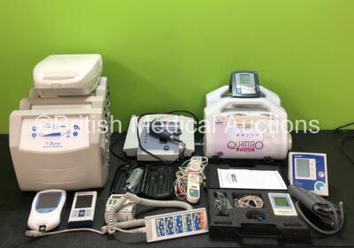 Mixed Lot Including 4 x Bartrams T-Zone Pumps, 1 x Philips Respironics Nebuliser, 1 x Enraf Nonius Sonopuls 490 Unit with Probe (Damage to Cable - See Photos) 1 x Welch Allyn Otoscope / Ophthalmoscope in Case, 2 x Qu4ttro Pumps, 2 x NBFA Alpha Digital TEN