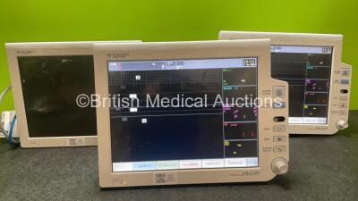 3 x Fukuda Denshi DS-8000 System Patient Monitors with 2 x Monitor Arms (2 Power Up, 1 No Power with Missing Dial-See Photo) *SN 50100029, 50100038,