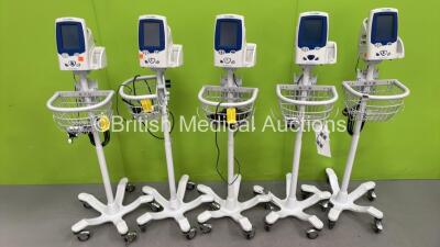 5 x Welch Allyn SPOT Vital Signs Monitors on Stands (All Power Up) *S/N